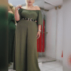 Κομψή και αέρινη ολόσωμη φόρμα , τσέπες - PLUS SIZE - SELINA - HO