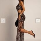 Φόρεμα , τιράντα χρυσή μεταλλική αλυσίδα , ανοίγματα πλάι , διάφανο , πολύχρωμο με φόδρα - SENKE - LO