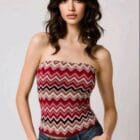 Εμπριμέ strapless τοπάκι , boho σχέδια , ψυχεδελικά κυματιστά print - SEKER - LO