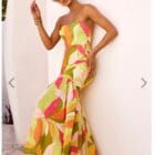 Φόρεμα , στράπλες , φλοράλ , εφαρμοστό , κλός τελείωμα , σκίσιμο πλάι - WAITEN - LO