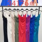 Φόρεμα μίντι , ντραπέ με τιράντες από χρυσή αλυσίδα , ανοιχτή πλάτη - JAMUS - LO