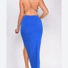 Φόρεμα μίντι , ντραπέ με τιράντες από χρυσή αλυσίδα , ανοιχτή πλάτη - JAMUS - LO