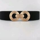 Ζώνη με λάστιχο , χρυσή μεταλλική αγκράφα - PLUS SIZE - LETA - IN