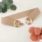 Ζώνη με λάστιχο , χρυσή μεταλλική αγκράφα - PLUS SIZE - LETA - IN