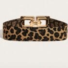 Ζώνη με λάστιχο , χρυσή μεταλλική αγκράφα - PLUS SIZE - LEO - IN