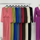 Ολόσωμη φόρμα , μακρυμάνικη , V ντεκολτέ , πλισέ κορμός , φόδρα - VLANSES - LO