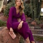 Ολόσωμη φόρμα , μακρυμάνικη , V ντεκολτέ , πλισέ κορμός , φόδρα - VLANSES - LO