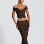 Λεοπάρ Σετ , crop τοπάκι , ελαφρό ντραπέ , εφαρμοστή φούστα , τολμηρό , θηλυκό - ZENZEI - LO