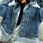 Τζίν μπουφάν με διακοσμητικό εσωτερικό φούτερ και κουκούλα - SENTALS - AD