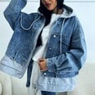 Τζίν μπουφάν με διακοσμητικό εσωτερικό φούτερ και κουκούλα - SENTALS - AD