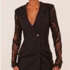 Blazer , Σακάκι μακρύ , κουμπιά , γιακάς δαντελένια μανίκια - LOVE STORY - AD