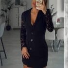 Blazer , Σακάκι μακρύ , κουμπιά , γιακάς δαντελένια μανίκια - LOVE STORY - AD