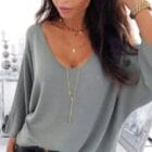 Μπλούζα V λαιμόκοψη και μανίκια 3/4 , άνεση και στυλ στις μεταβατικές εποχές - FALL - AD