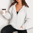 Τζάκετ φούτερ με κουκούλα , φερμουάρ και μπροστινές τσέπες - BANZI - AD