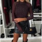 Μπλούζα με animal print και διάφανα μανίκια - KARY - AD