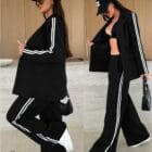 Σετ σακάκι κλασική γραμμή , oversized , διπλή ρίγα στο πλάι - KESTEND - AD