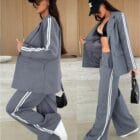 Σετ σακάκι κλασική γραμμή , oversized , διπλή ρίγα στο πλάι - KESTEND - AD