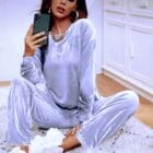 Βελούδινη σετ φόρμα , μαλακό και λαμπερό βελούδο - EASY - AD