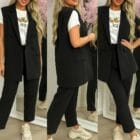 Σετ Αμάνικο σακάκι - γιλέκο , Παντελόνι κουστούμι , φόδρα - JESICA - AD