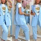 Σετ Αμάνικο σακάκι - γιλέκο , Παντελόνι κουστούμι , φόδρα - JESICA - AD