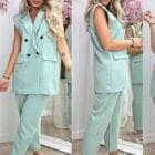 Σετ Αμάνικο σακάκι - γιλέκο , Παντελόνι κουστούμι , φόδρα - JESICA - AD