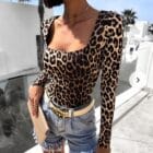 Μπλούζα , μακρυμάνικη , τετράγωνη λαιμόκοψη , Animal print - SESIE - AD