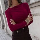 Μπλούζα μακρυμάνικη , σούρα και ασύμμετρη γωνία στην λαιμόκοψη - KEGIA - AD