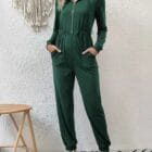 Χουχουλίαρικη ολόσωμη φόρμα , μαλακό βελούδο , κουκούλα , τσέπες , φερμουάρ - SIEMPRE - AD