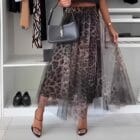 Μίντι φούστα τούλι λεοπάρ , λάστιχο , εσωτερική φόδρα - MOVIE - AD