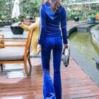 Ολόσωμη φόρμα , μαλακό βελούδο , κουκούλα , χοντρή λευκή ρίγα - SPORTY CHIC - AD