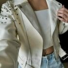 Δερμάτινο Τζάκετ με Φερμουάρ, Ζώνη και Τρουκς - ROCK - AD