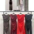 Σετ 2 σε 1  –  Μίνι φόρεμα & διαφανής τούλινη φούστα , αμάνικο , σούρες - DOUBLE - LO