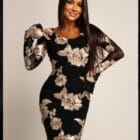 Ρομαντικό maxi φόρεμα , μεγάλα μπεζ λουλούδια , διάφανα μανίκια - SEREFE - LO