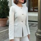  Κομψό σετ κοστουμιού με χρυσά κουμπιά και εσωτερική φόδρα - GENKIS - LO