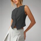 Διαχρονικό μεσάτο γιλέκο , κουμπιά υφασμάτινη επένδυση - ZAFESTA - LO