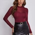  Μπλουζάκι με μακριά μανίκια και διαφάνεια στο επάνω μέρος , εφαρμοστό - KENIS - LO