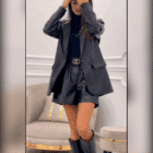 Σακάκι Oversized δερμάτινο , γυαλιστερή υφή , διακοσμητικές τσέπες , φόδρα - ELES - AD