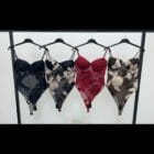 Αισθησιακό κορμάκι , διάφανο ύφασμα , ανάγλυφα μπεζ λουλούδια - FESTI - LO