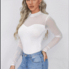  Μπλουζάκι με μακριά μανίκια και διαφάνεια στο επάνω μέρος , εφαρμοστό - KENIS - LO