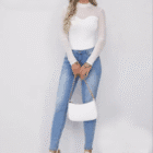  Μπλουζάκι με μακριά μανίκια και διαφάνεια στο επάνω μέρος , εφαρμοστό - KENIS - LO