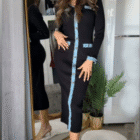 Μίντι Ριπ φόρεμα με denim λεπτομέρειες - DESIA - LO