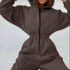 Φούτερ Φόρμα : Ζεστασιά & Streetwear Διάθεση , Κουκούλα , Φερμουάρ - "Hooded Fleece Jumpsuit for Everyday Ease" - LO