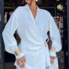 Πουκάμισο , χρυσή αγκράφα , κρουαζέ - "Elegance in Motion: Draped in Style" - LO