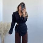 Πουκάμισο , χρυσή αγκράφα , κρουαζέ - "Elegance in Motion: Draped in Style" - LO