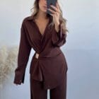 Πουκάμισο , χρυσή αγκράφα , κρουαζέ - "Elegance in Motion: Draped in Style" - LO