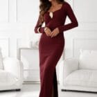 Ελαστικό Φόρεμα με Statement Αγκράφα - "Elegant Bodycon Gown with Bust Detail" - LO