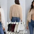 Μπουφάν Bomber με Φερμουάρ Δερμάτινες μανσέτες & Τελείωμα - "Faux Fur Bomber Jacket with Leather Trim" - LO