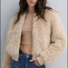 Μπουφάν Bomber με Φερμουάρ Δερμάτινες μανσέτες & Τελείωμα - "Faux Fur Bomber Jacket with Leather Trim" - LO