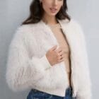 Μπουφάν Bomber με Φερμουάρ Δερμάτινες μανσέτες & Τελείωμα - "Faux Fur Bomber Jacket with Leather Trim" - LO