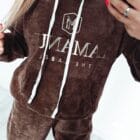 Απαλή κοτλέ σετ Φόρμα με Glam Διάθεση , κουκούλα , τσέπες μπροστά , κορδόνια - " Cozy Chic '' - LO